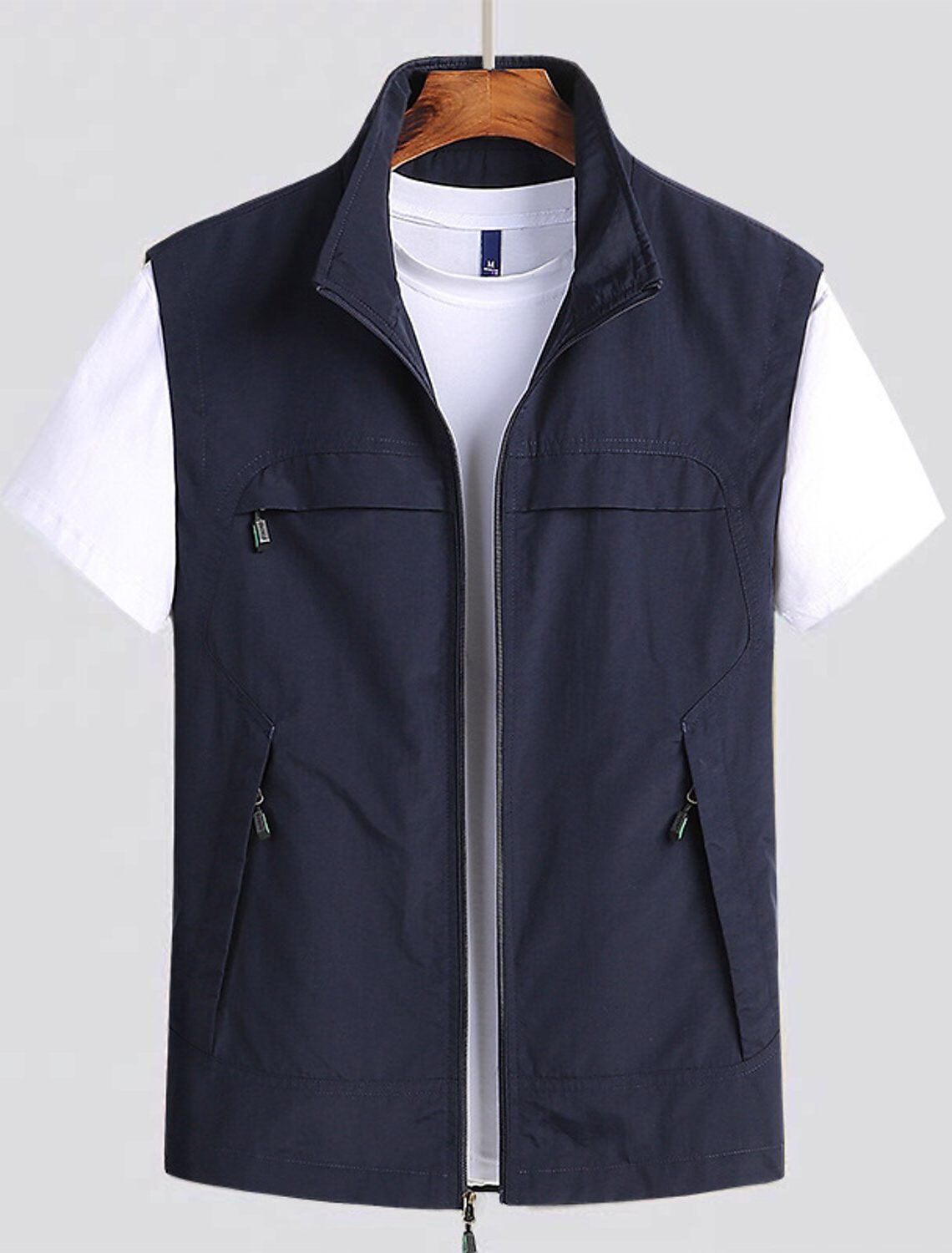 Zip-Up Stand Collar Gilet for Men