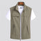 Zip-Up Stand Collar Gilet for Men - Khaki