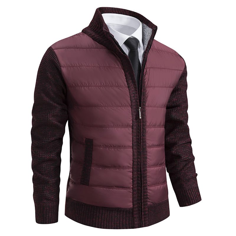 Zip-Up Stand Collar Padded Cardigan for Men