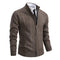 Zip-Up Stand Collar Padded Cardigan for Men - Coffee