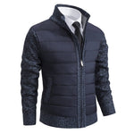 Zip-Up Stand Collar Padded Cardigan for Men - Navy - 1