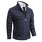Zip-Up Stand Collar Padded Cardigan for Men - Navy - 1