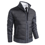 Zip-Up Stand Collar Padded Cardigan for Men - Dark Grey - 1