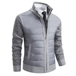 Zip-Up Stand Collar Padded Cardigan for Men - Light Grey