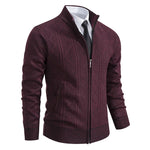 Zip-Up Stand Collar Padded Cardigan for Men - Red