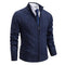 Zip-Up Stand Collar Padded Cardigan for Men - Navy - 2
