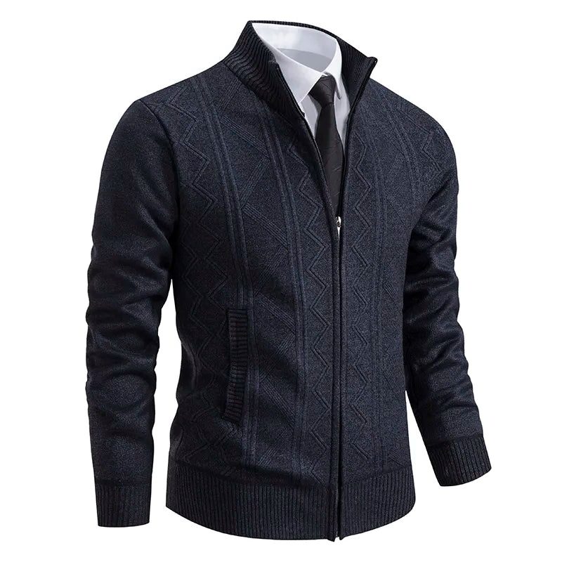 Zip-Up Stand Collar Padded Cardigan for Men - Dark Grey - 2