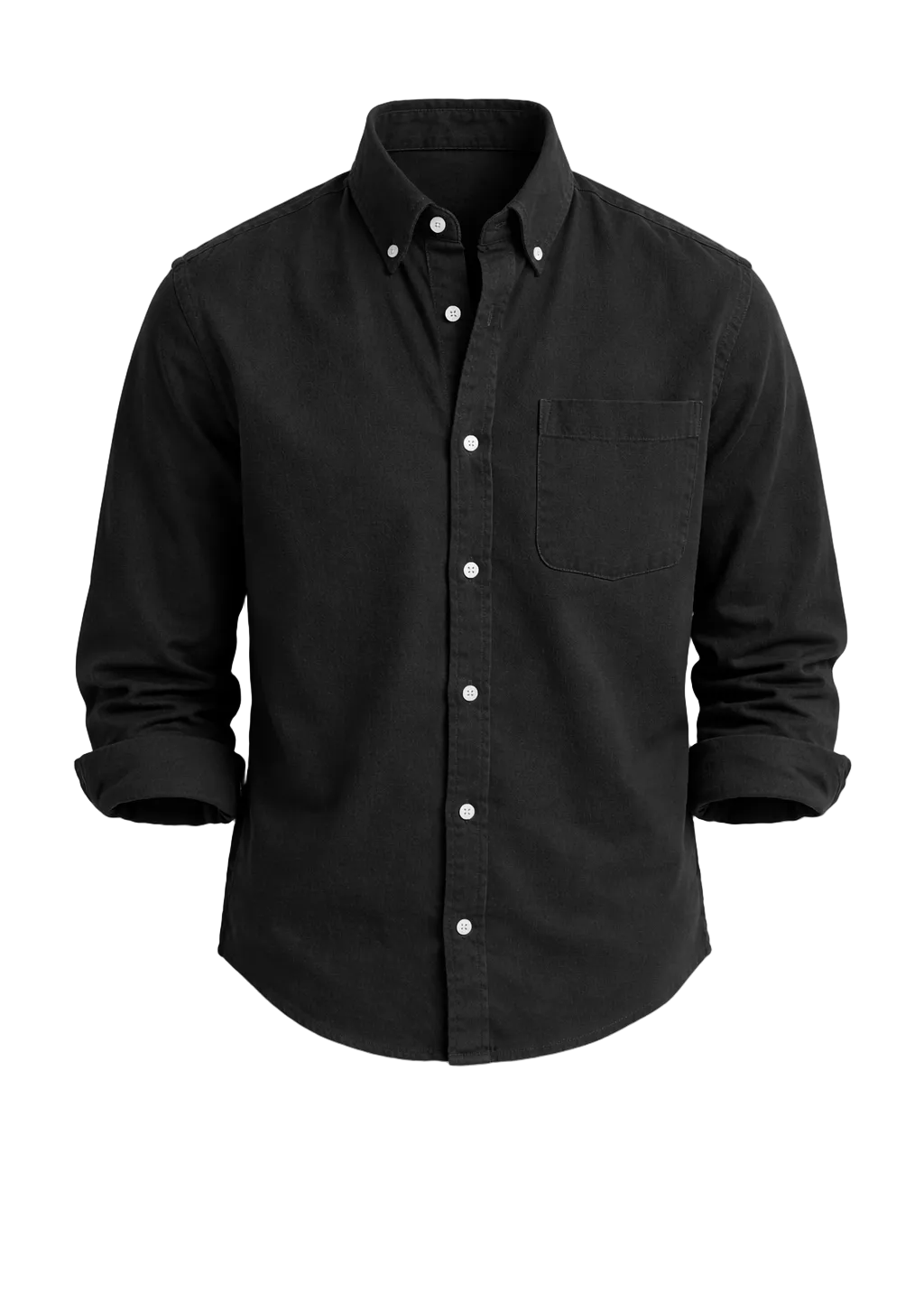 Denim Button-Down Shirt with Chest Pocket for Men