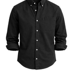 Denim Button-Down Shirt with Chest Pocket for Men